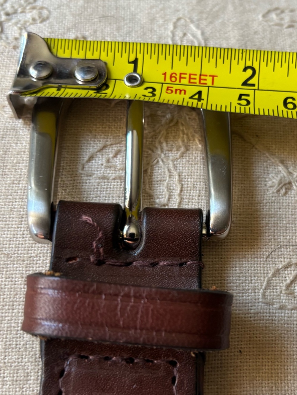 Brown Braided Genuine Leather Belt 1.25” Wide Brushed Silver Buckle Size 38 - Picture 8 of 13